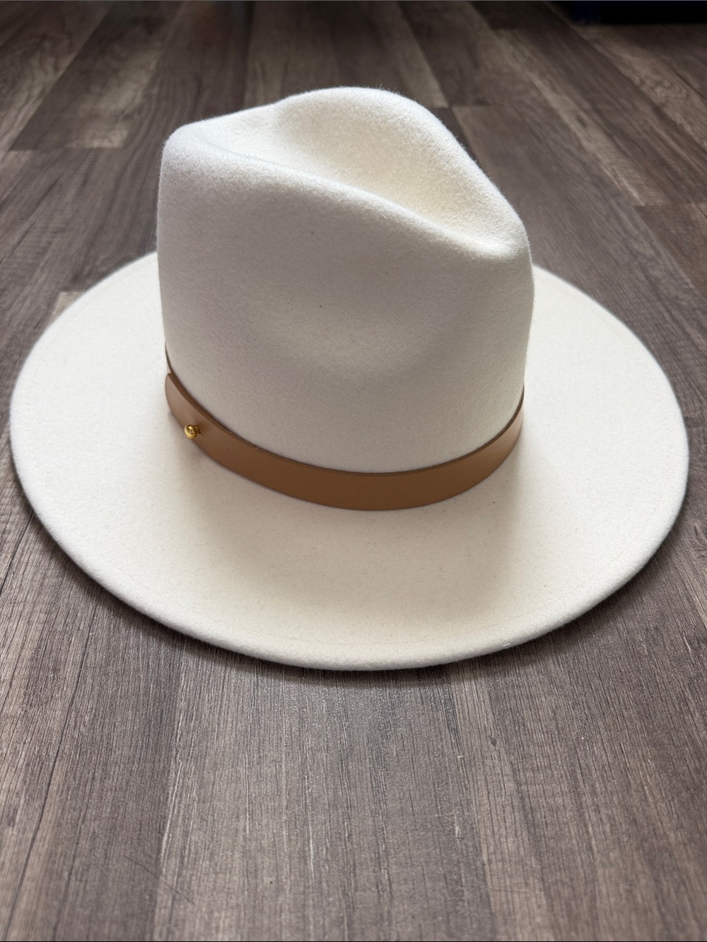 NWT Lack Of Color Cream Wide-Brim Fedora Hat with Tan Band